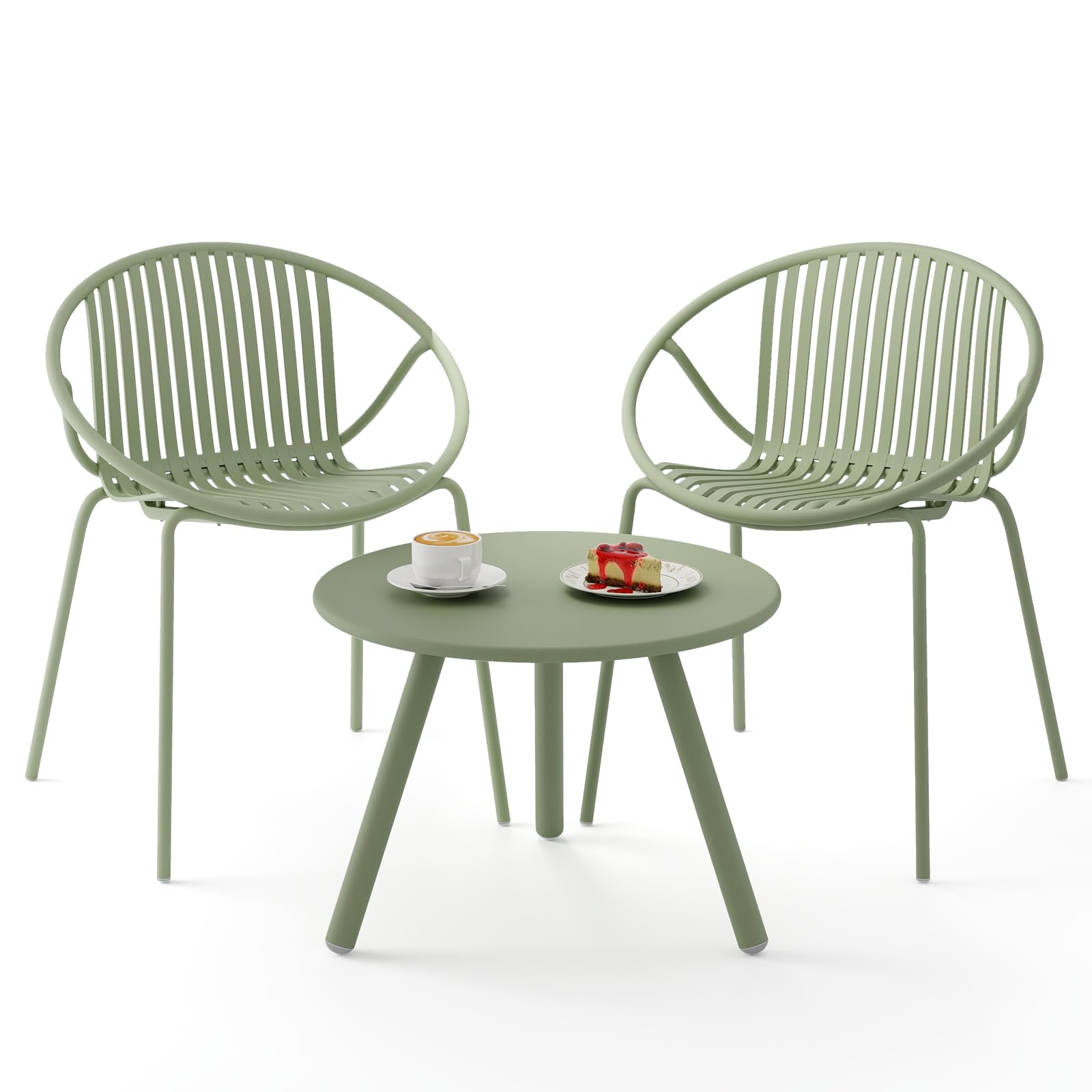 Tangkula Ensemble de bistrot 3 pièces, salon de jardin en polypropylène résistant aux intempéries